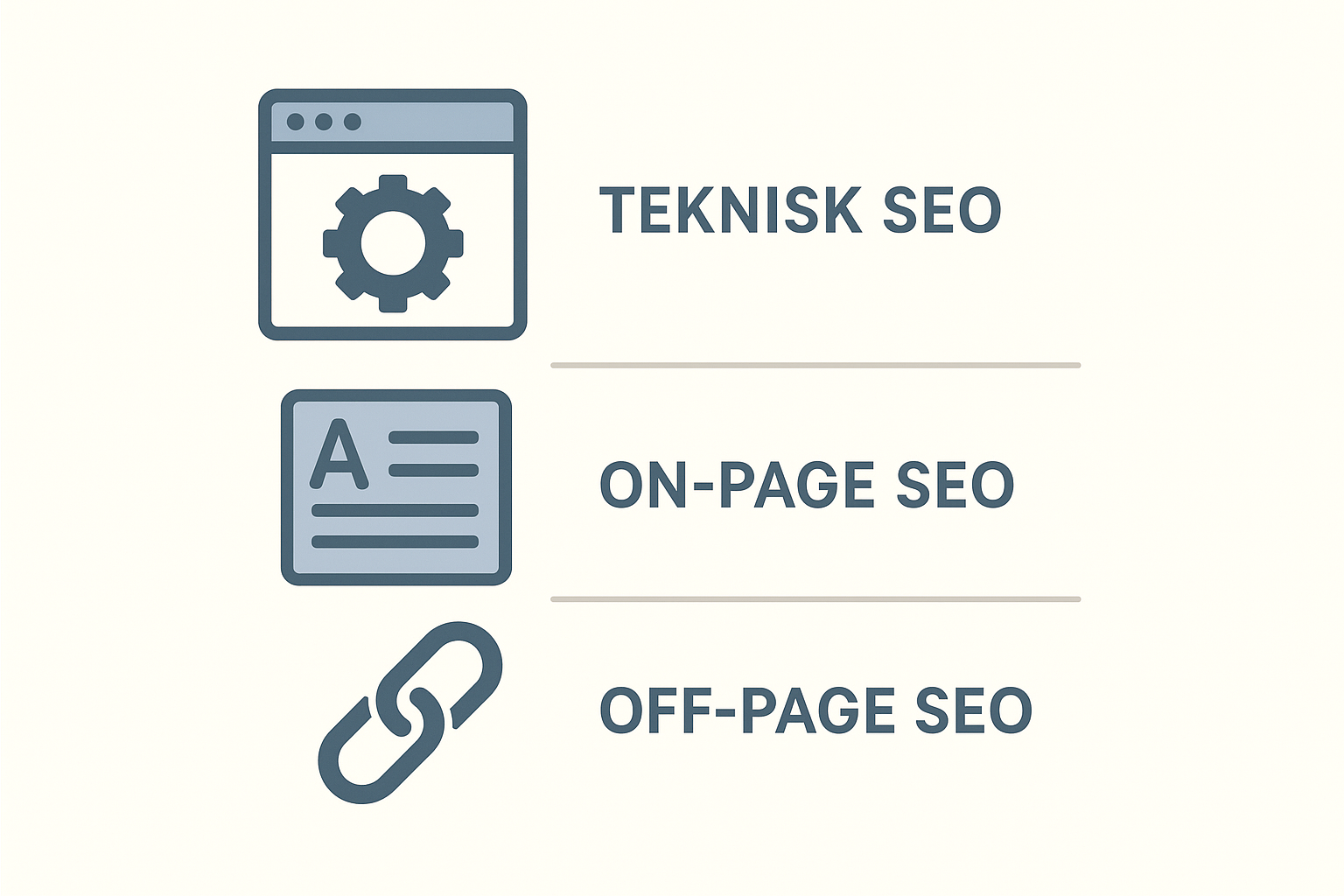 en infografik med de 3 hovedpunkter i seo