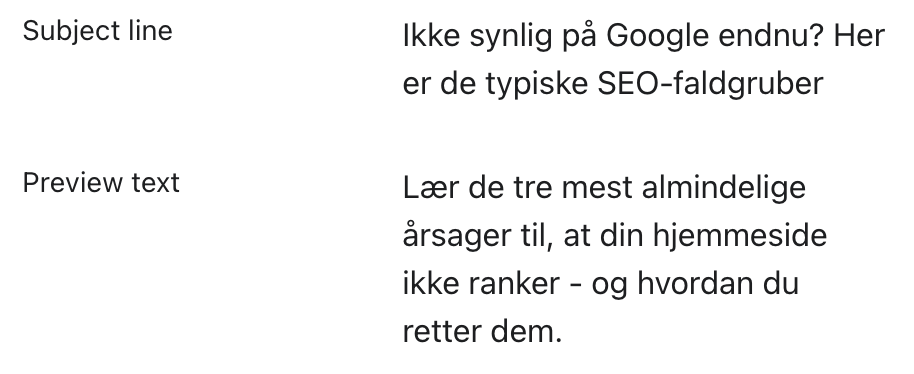 emnelinje og pre header nyhedsbrev