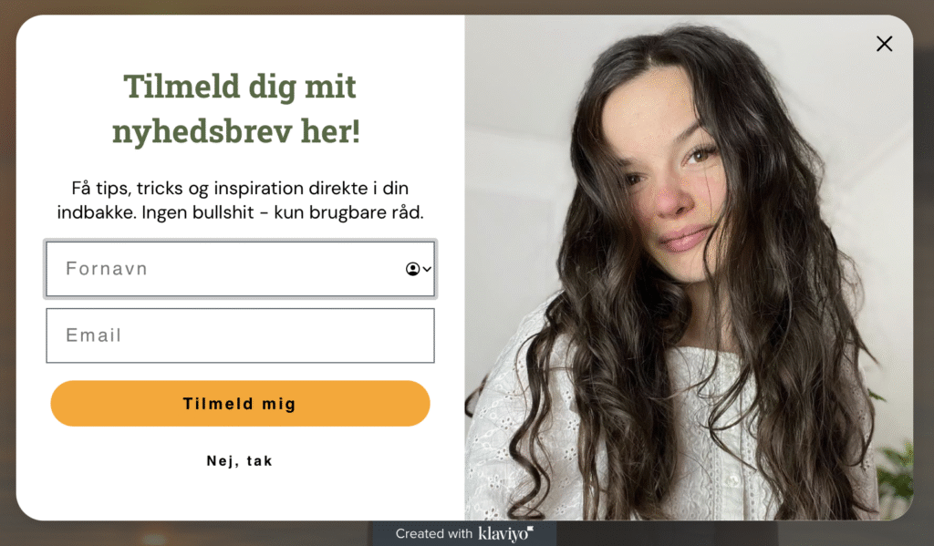 popup nyhedsbrev tilmeldning